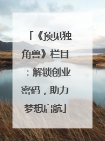 《预见独角兽》栏目：解锁创业密码，助力梦想启航