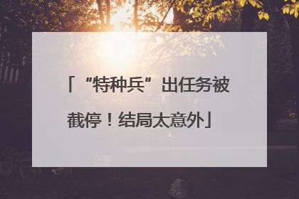 “特种兵”出任务被截停!结局太意外