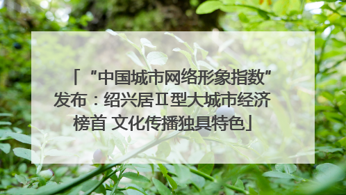 “中国城市网络形象指数”发布：绍兴居Ⅱ型大城市经济榜首 文化传播独具特色