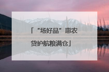 “场好品”惠农贷护航粮满仓