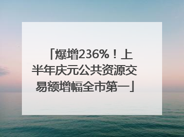 爆增236%！上半年庆元公共资源交易额增幅全市第一