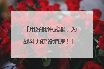 用好批评武器，为战斗力建设增速！
