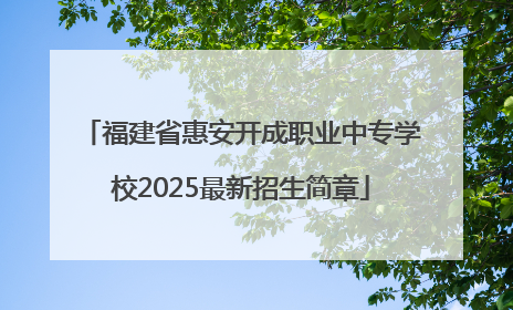 福建省惠安开成职业中专学校2025最新招生简章