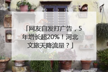 网友自发打广告，5年增长超20%！河北文旅天降流量？