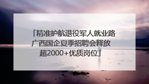 精准护航退役军人就业路 广西国企夏季招聘会释放超2000+优质岗位