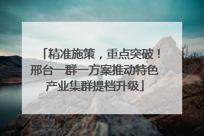 精准施策，重点突破！邢台一群一方案推动特色产业集群提档升级
