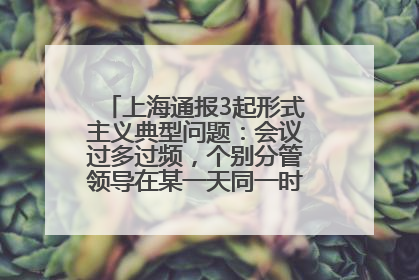 上海通报3起形式主义典型问题：会议过多过频，个别分管领导在某一天同一时段需参加3个会议