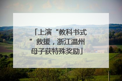 上演“教科书式”救援，浙江温州母子获特殊奖励