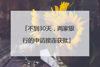 不到30天，两家银行的申请接连获批