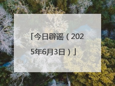 今日辟谣（2025年6月3日）
