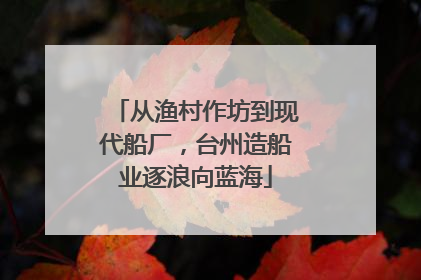 从渔村作坊到现代船厂，台州造船业逐浪向蓝海