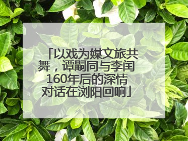 以戏为媒文旅共舞，谭嗣同与李闰160年后的深情对话在浏阳回响