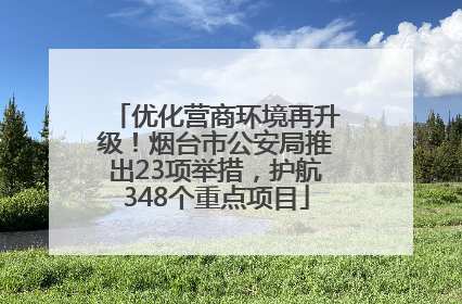 优化营商环境再升级！烟台市公安局推出23项举措，护航348个重点项目