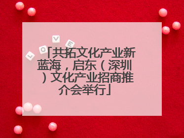 共拓文化产业新蓝海，启东（深圳）文化产业招商推介会举行