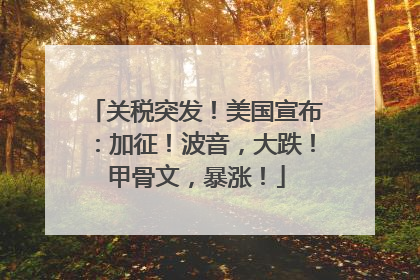 关税突发！美国宣布：加征！波音，大跌！甲骨文，暴涨！