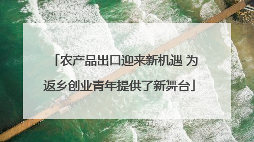 农产品出口迎来新机遇 为返乡创业青年提供了新舞台
