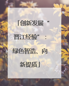 创新发展“晋江经验”：绿色智造、向新提质