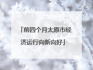 前四个月太原市经济运行向新向好