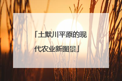 土默川平原的现代农业新图景