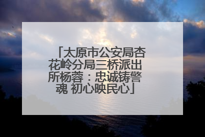 太原市公安局杏花岭分局三桥派出所杨蓉：忠诚铸警魂 初心映民心