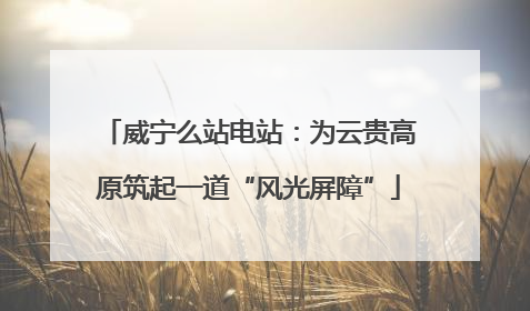 威宁么站电站：为云贵高原筑起一道“风光屏障”