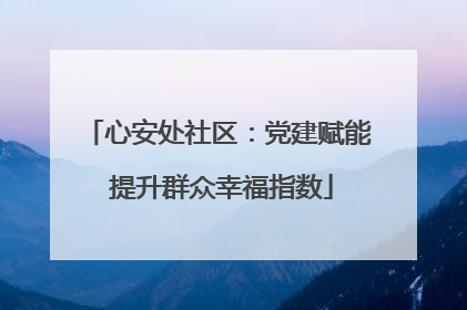心安处社区：党建赋能 提升群众幸福指数