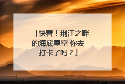 快看！荆江之畔的海底星空 你去打卡了吗？