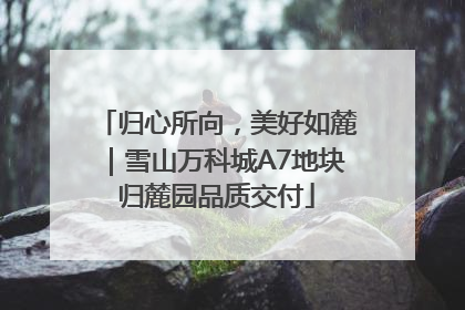 归心所向，美好如麓｜雪山万科城A7地块归麓园品质交付