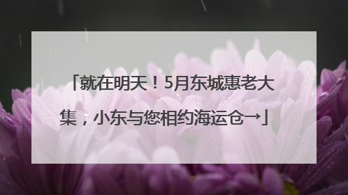 就在明天！5月东城惠老大集，小东与您相约海运仓→