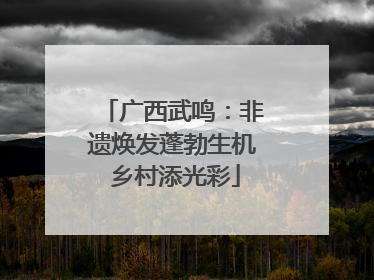 广西武鸣：非遗焕发蓬勃生机 乡村添光彩