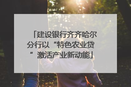 建设银行齐齐哈尔分行以“特色农业贷”激活产业新动能
