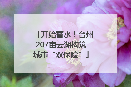 开始蓄水！台州207亩云湖构筑城市“双保险”