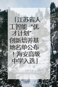 江苏省人工智能“优才计划” 创新培养基地名单公布！海安高级中学入选