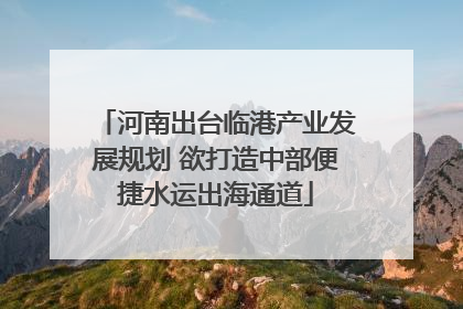 河南出台临港产业发展规划 欲打造中部便捷水运出海通道