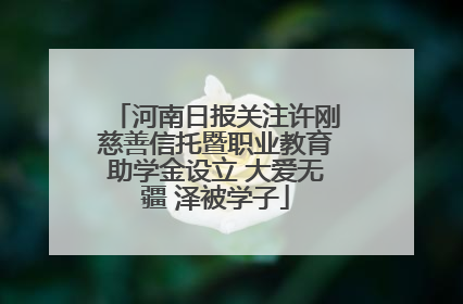 河南日报关注许刚慈善信托暨职业教育助学金设立 大爱无疆 泽被学子