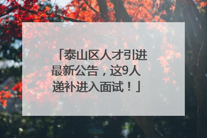 泰山区人才引进最新公告，这9人递补进入面试！