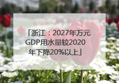 浙江：2027年万元GDP用水量较2020年下降20%以上