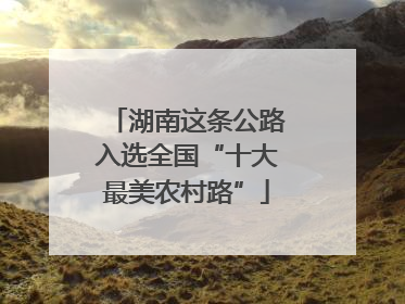 湖南这条公路入选全国“十大最美农村路”