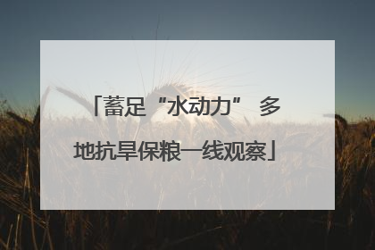 蓄足“水动力” 多地抗旱保粮一线观察