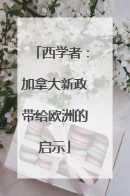 西学者：加拿大新政带给欧洲的启示