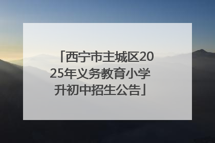 西宁市主城区2025年义务教育小学升初中招生公告