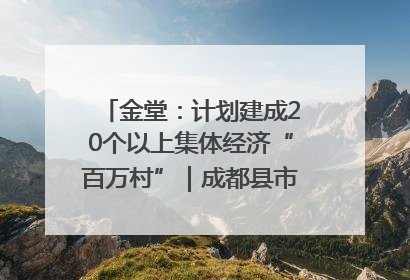 金堂：计划建成20个以上集体经济“百万村”｜成都县市新城高质量发展