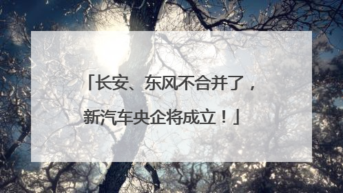 长安、东风不合并了，新汽车央企将成立！