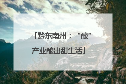 黔东南州：“酸”产业酿出甜生活