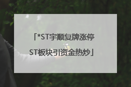 *ST宇顺复牌涨停 ST板块引资金热炒