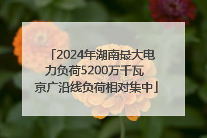 2024年湖南最大电力负荷5200万千瓦 京广沿线负荷相对集中