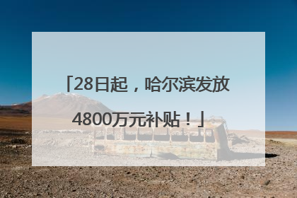 28日起，哈尔滨发放4800万元补贴！