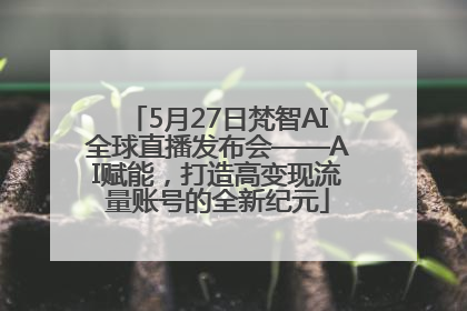 5月27日梵智AI全球直播发布会——AI赋能，打造高变现流量账号的全新纪元